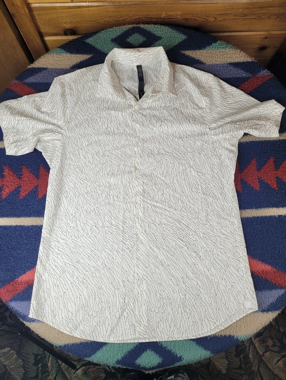 Lululemon Shirt Mens Large White Down to the Wire Button Down Geometric